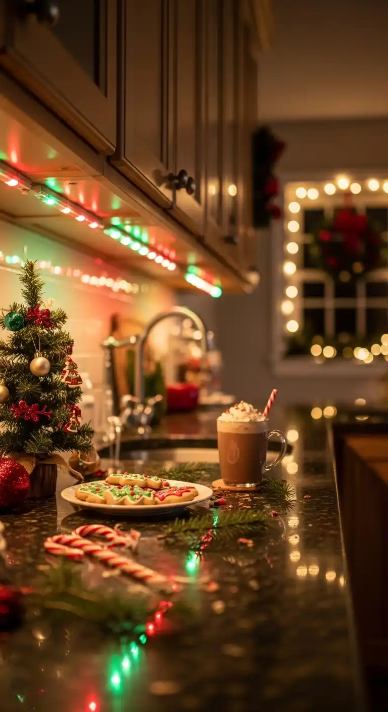 19. Under-Shelf LED Lights with Holiday Colors