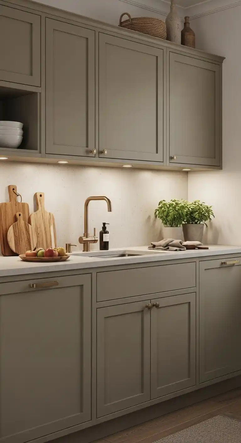 2. Matte Earth-Toned Cabinets