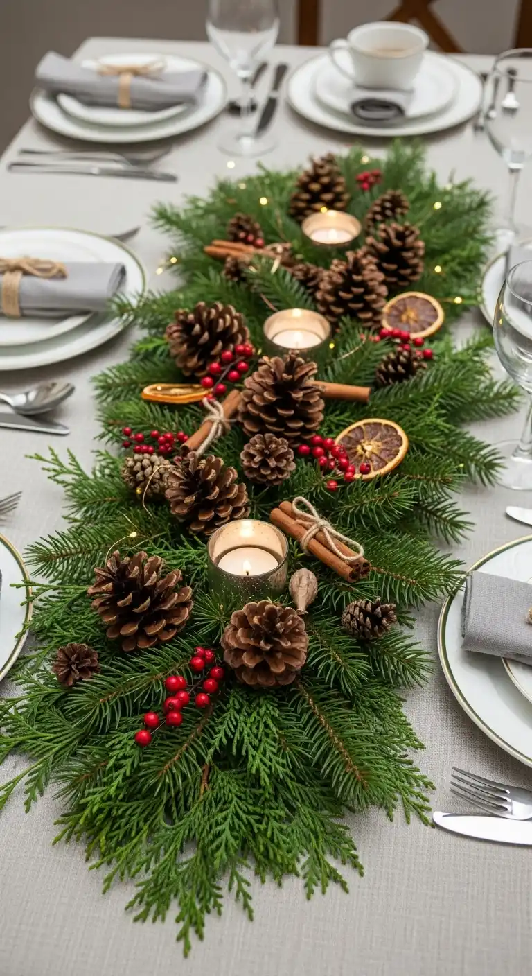 2. Pinecone and Evergreen Arrangement