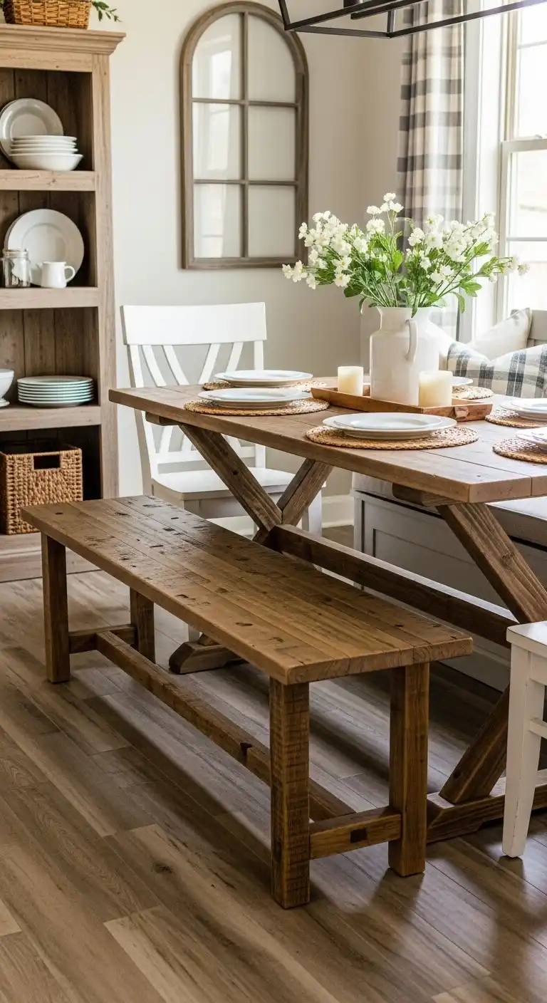 2. Rustic Farmhouse Style Nook Seating