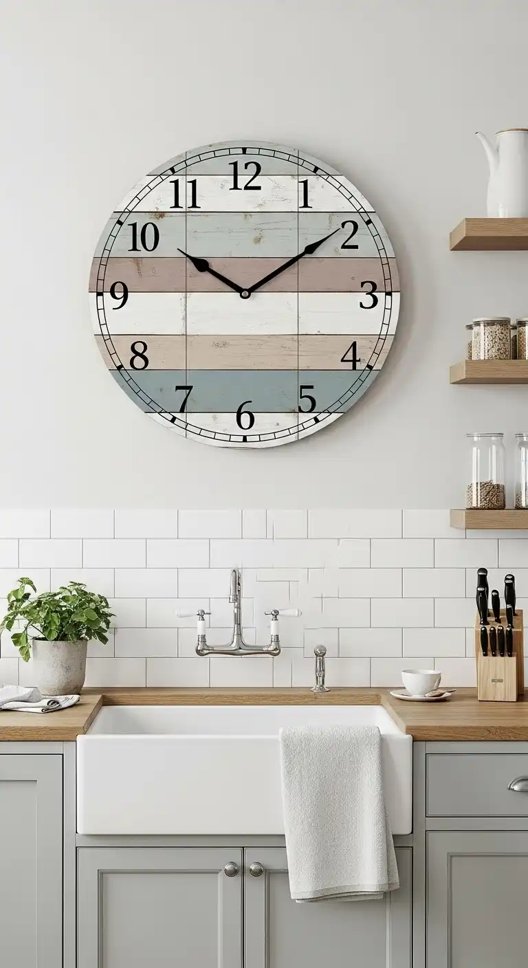 2. Shiplap-Inspired Wall Clock for Rustic Charm