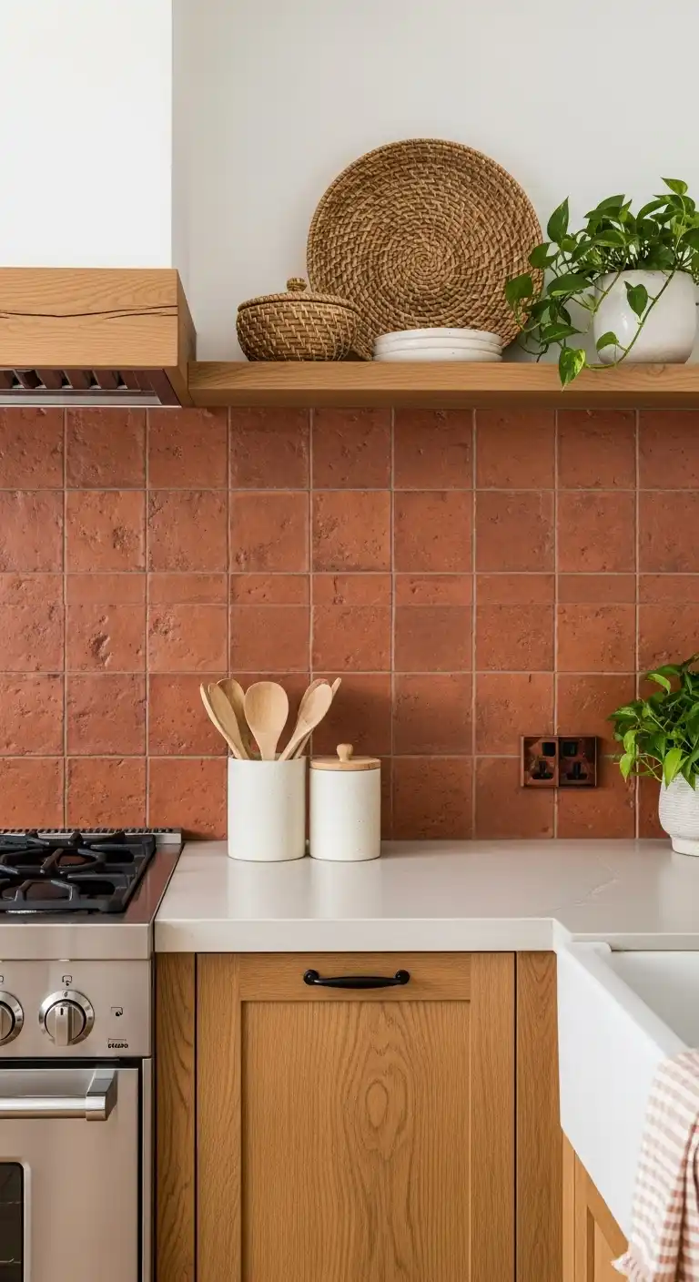 2. Terracotta Tile Backsplash