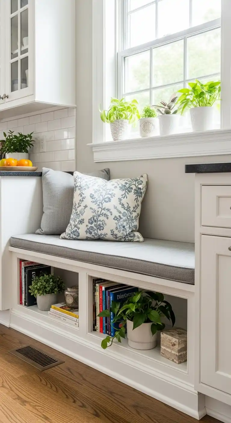 20. Bench with Built-In Book or Plant Storage