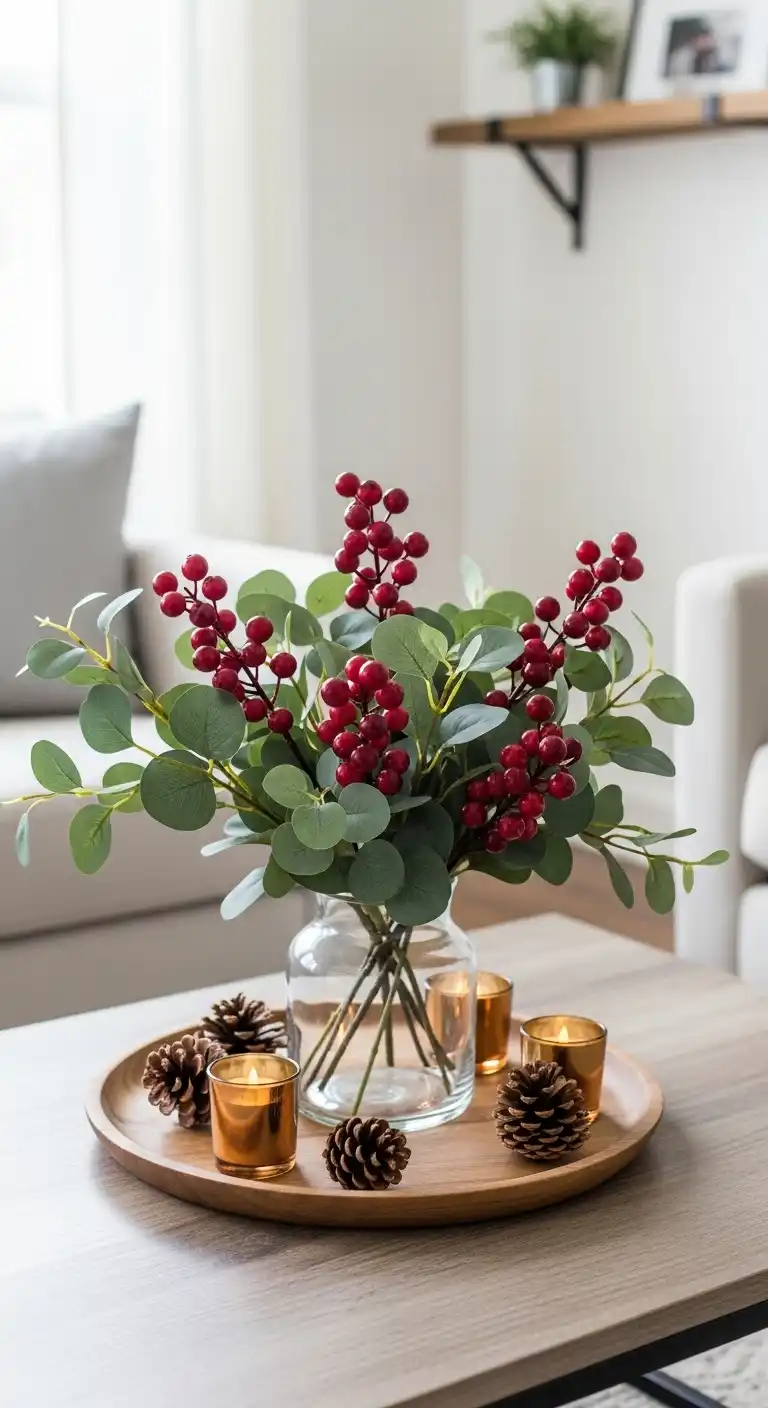 20. Cranberry and Eucalyptus Arrangement