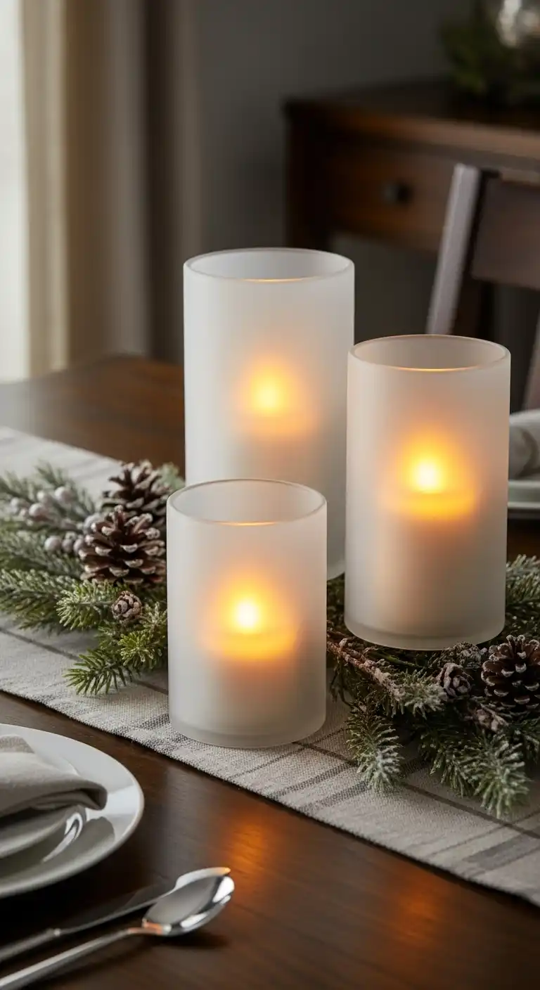 20. Frosted Candle Lantern Trio