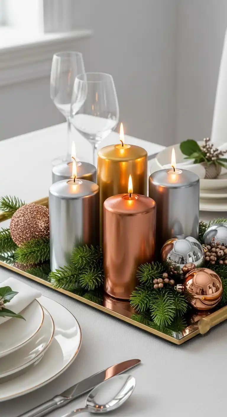 20. Metallic Christmas Candle Cluster
