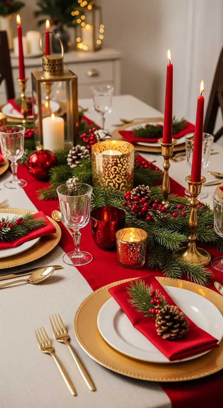 20. Red and Gold Glam Christmas Table