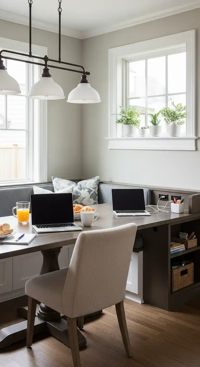 20. Set Up a Multi-Purpose Breakfast Nook with Workspace Options