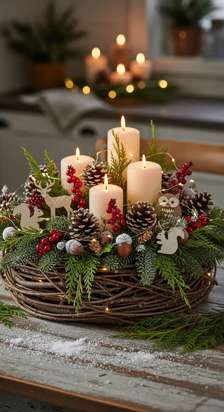 20. Woodland-Inspired Centerpiece with Natural Elements