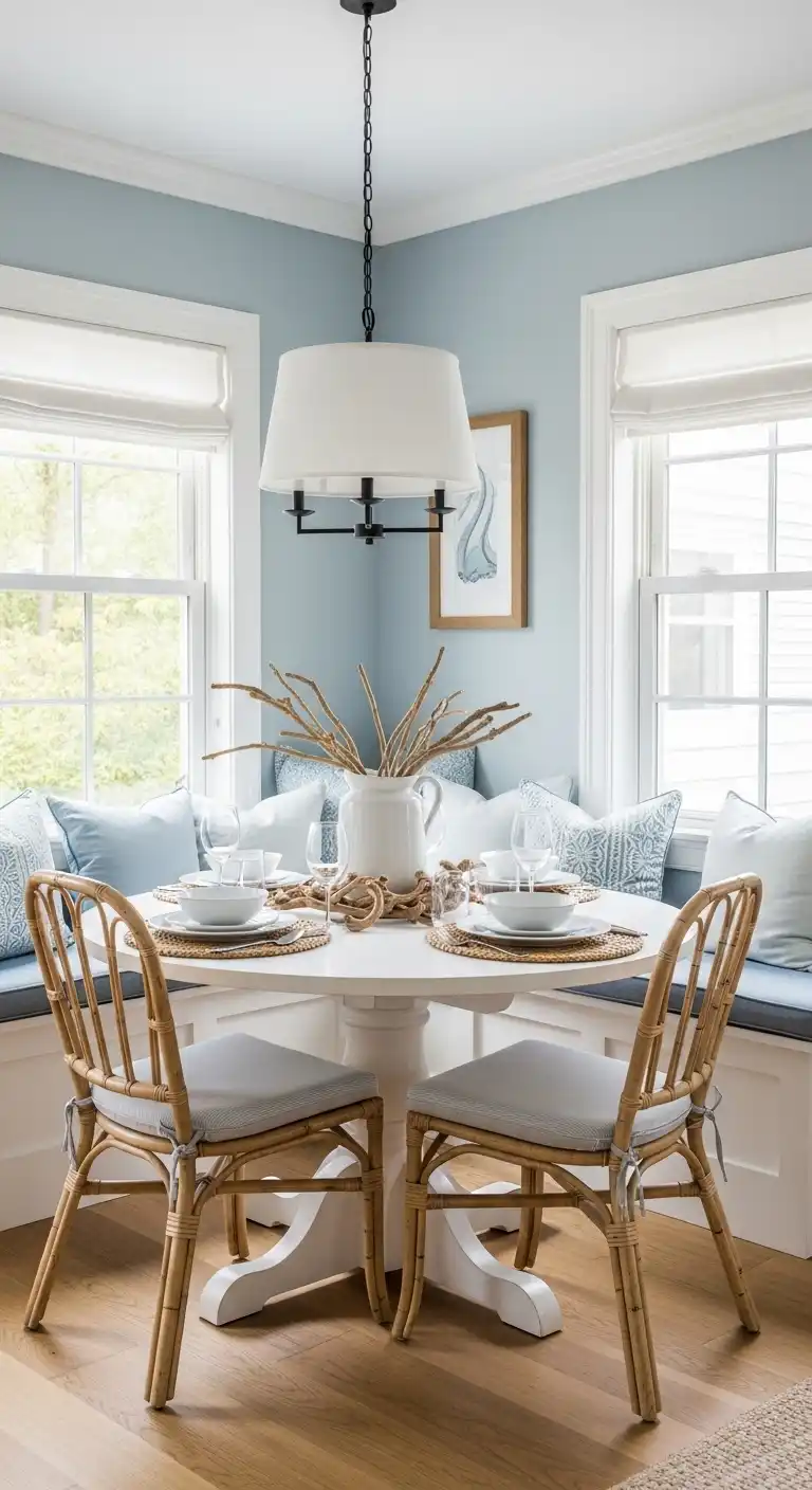 21. Coastal-Themed Breakfast Nook Sitting Area