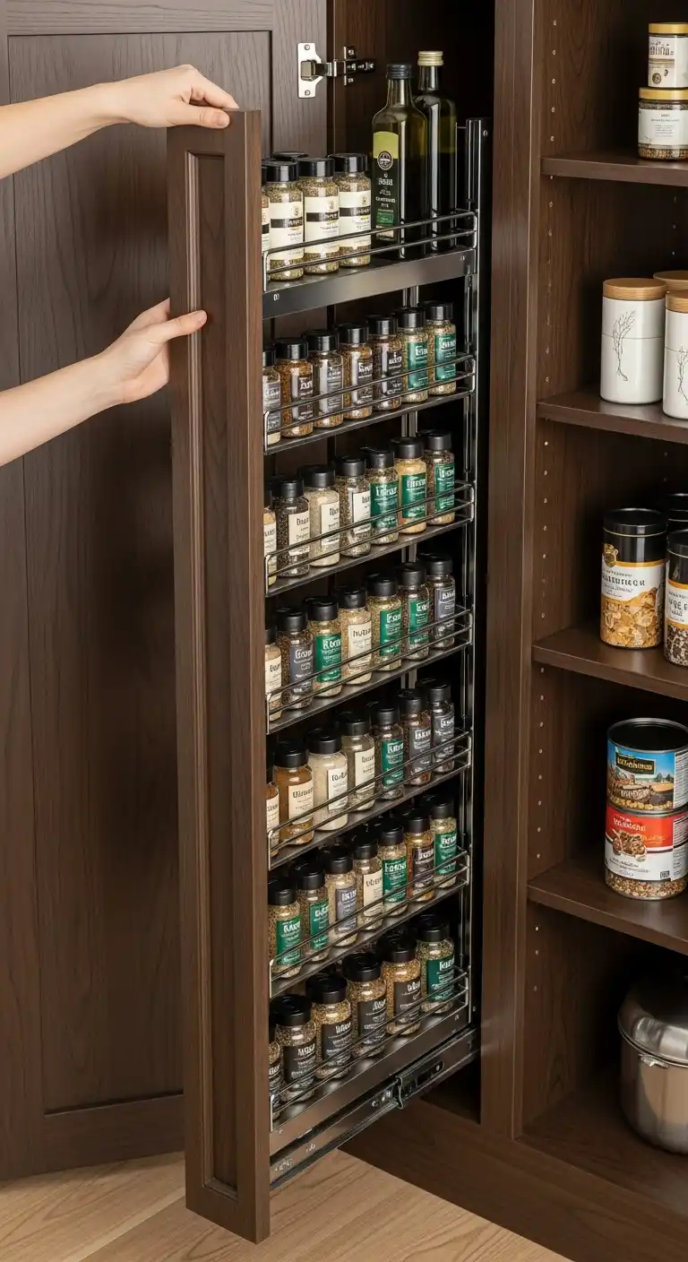 21. Pull-Out Cabinet Spice Organizer