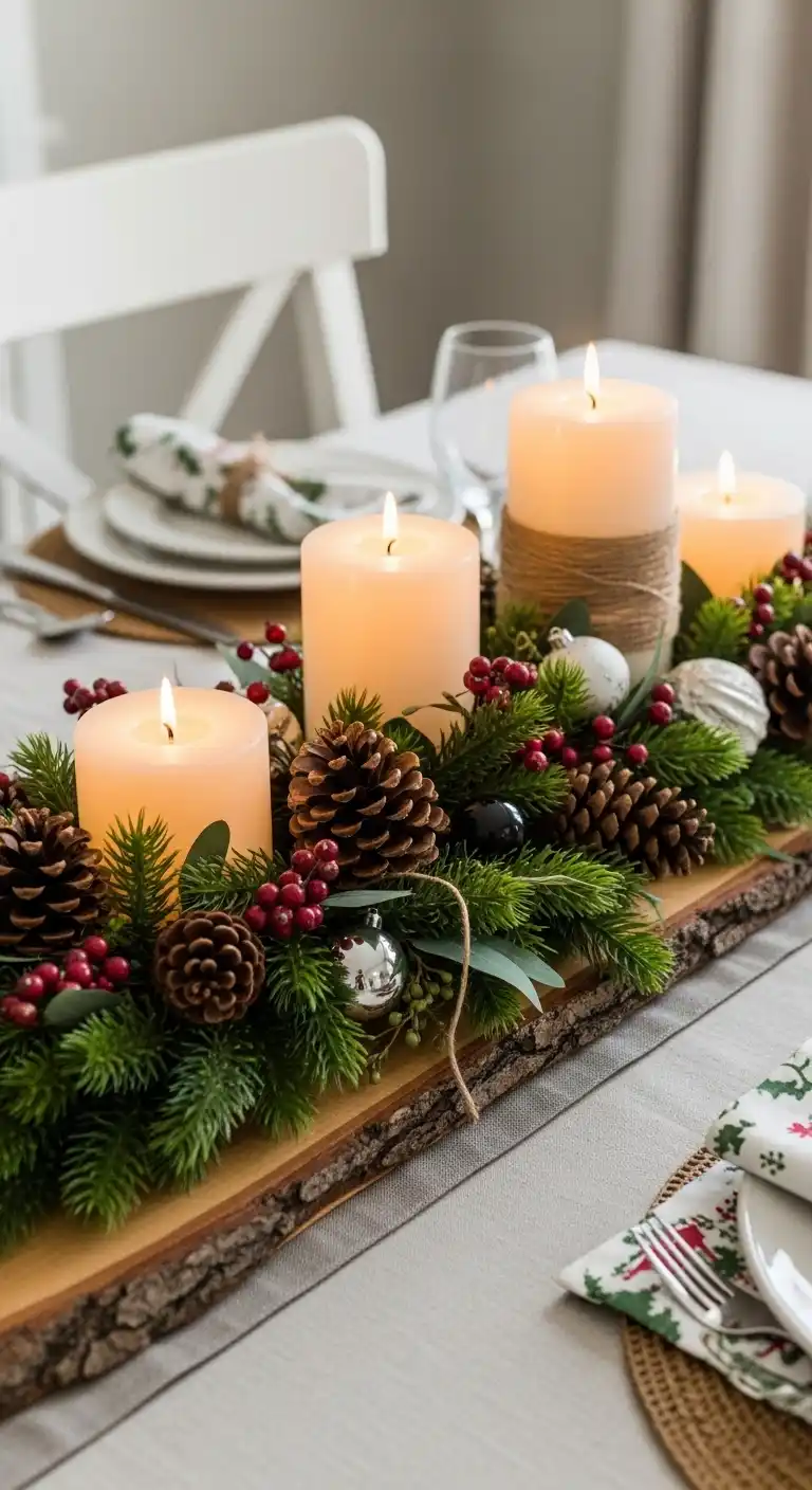 21. Rustic Wood and Greenery Arrangement