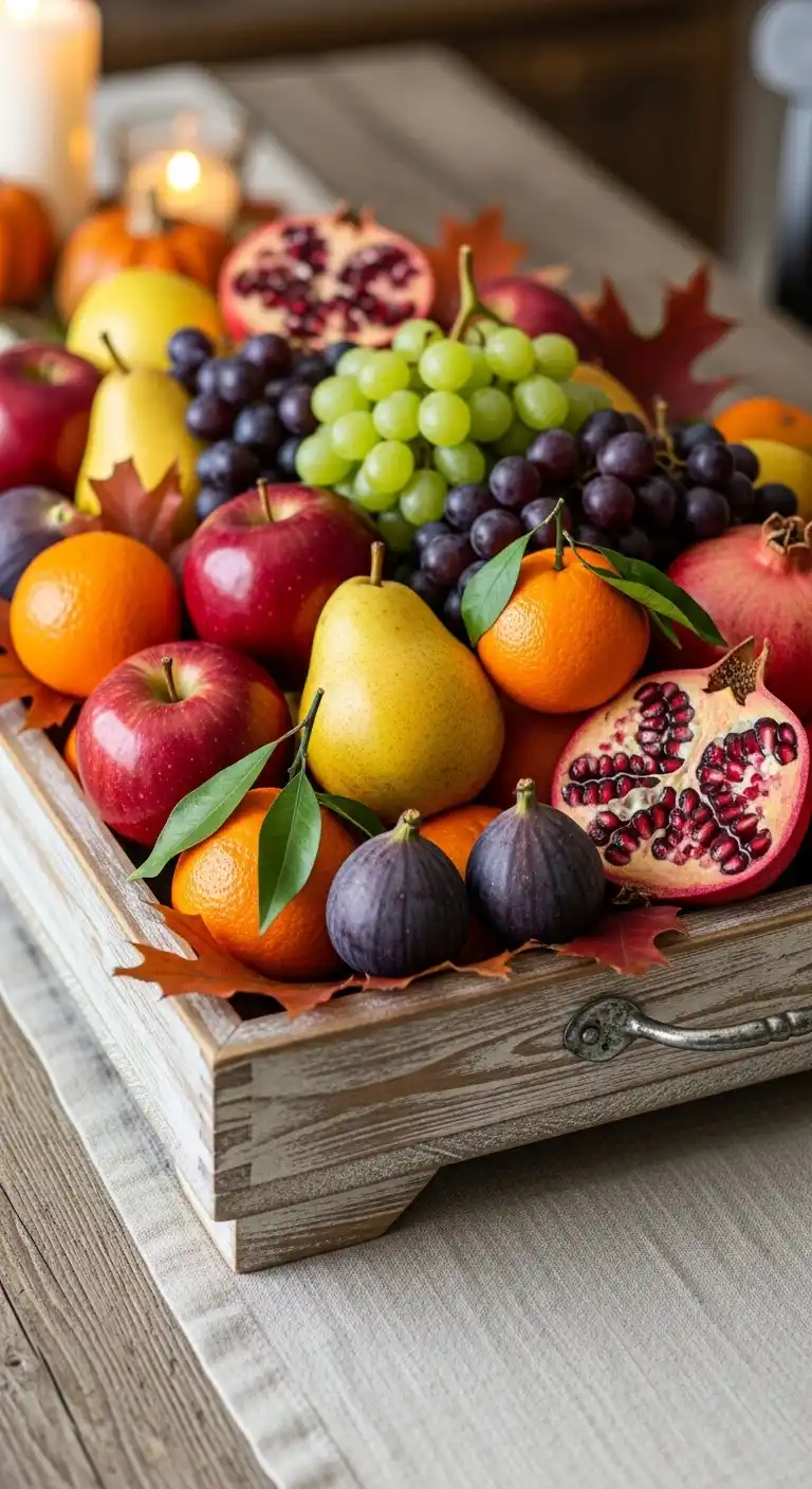 21. Rustic Wooden Fruit Tray with Farmhouse Feel