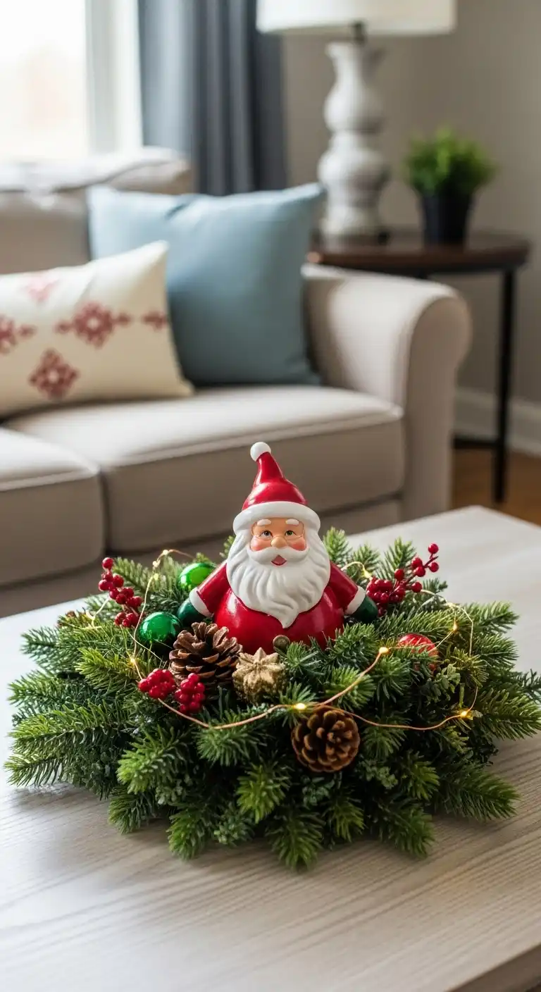 21. Santa Figurine with Garland Base
