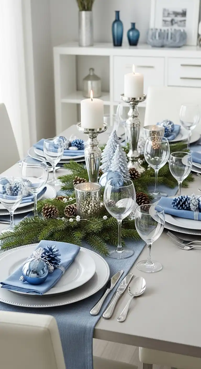 21. Silver and Blue Winter Table
