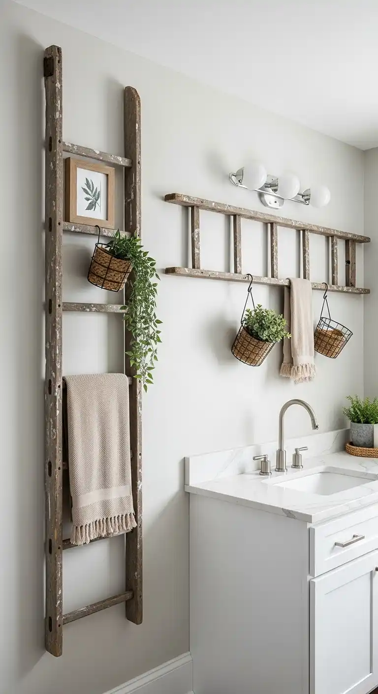 22. Decorative Rustic Ladders as Wall Art