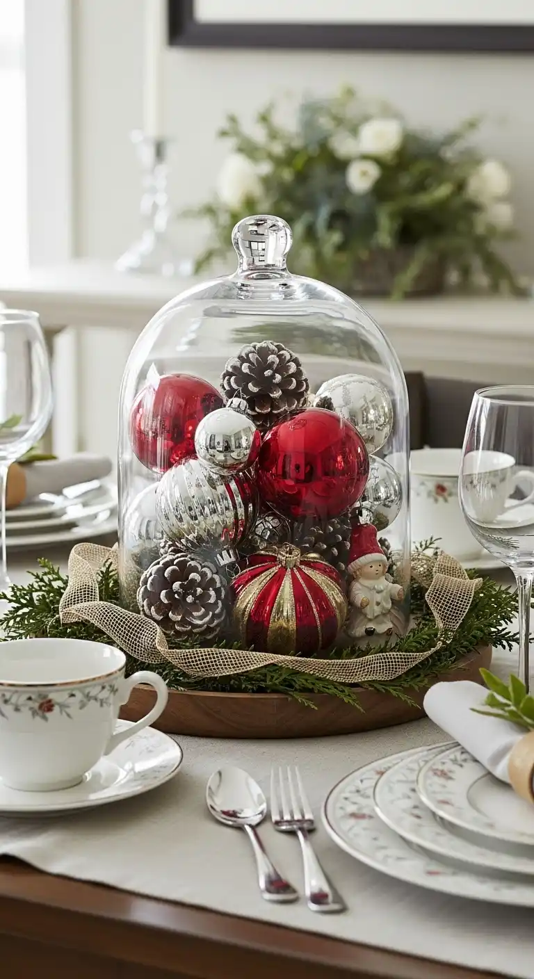 22. Glass Cloche with Ornaments