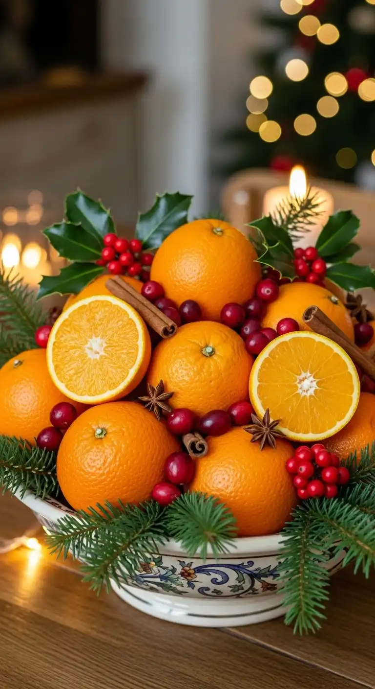 22. Holiday Fruit Bowl with Oranges and Cranberries