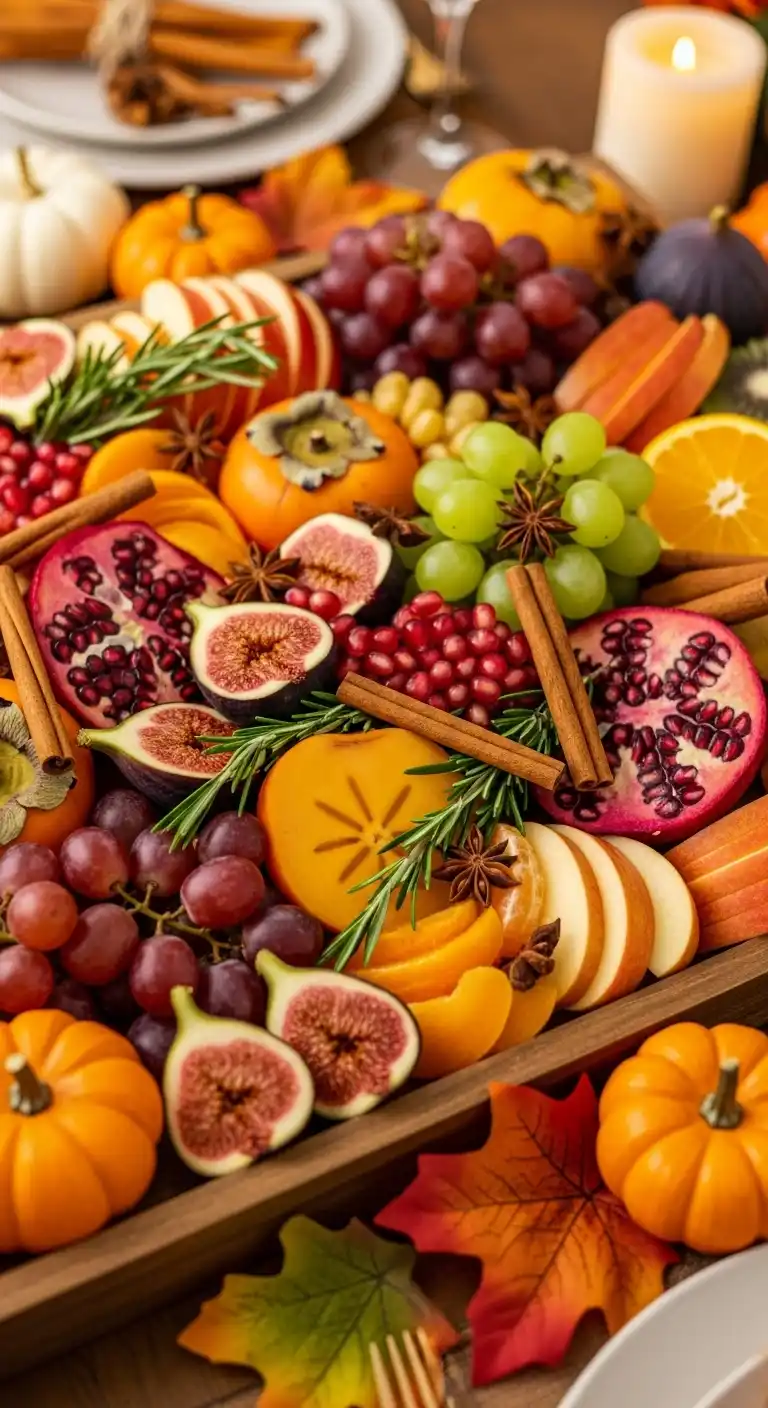 23. Autumn Spice Garnished Fruit Display