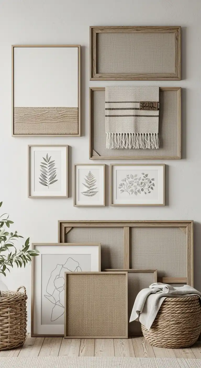 23. Neutral Palette Wall Art with Rustic Textures