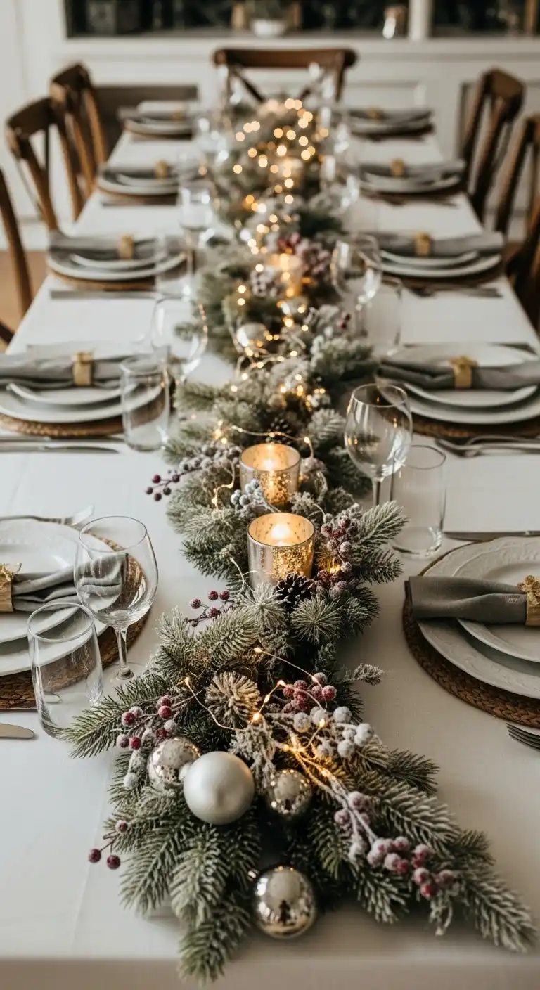24. Frosted Pine and Berry Garland