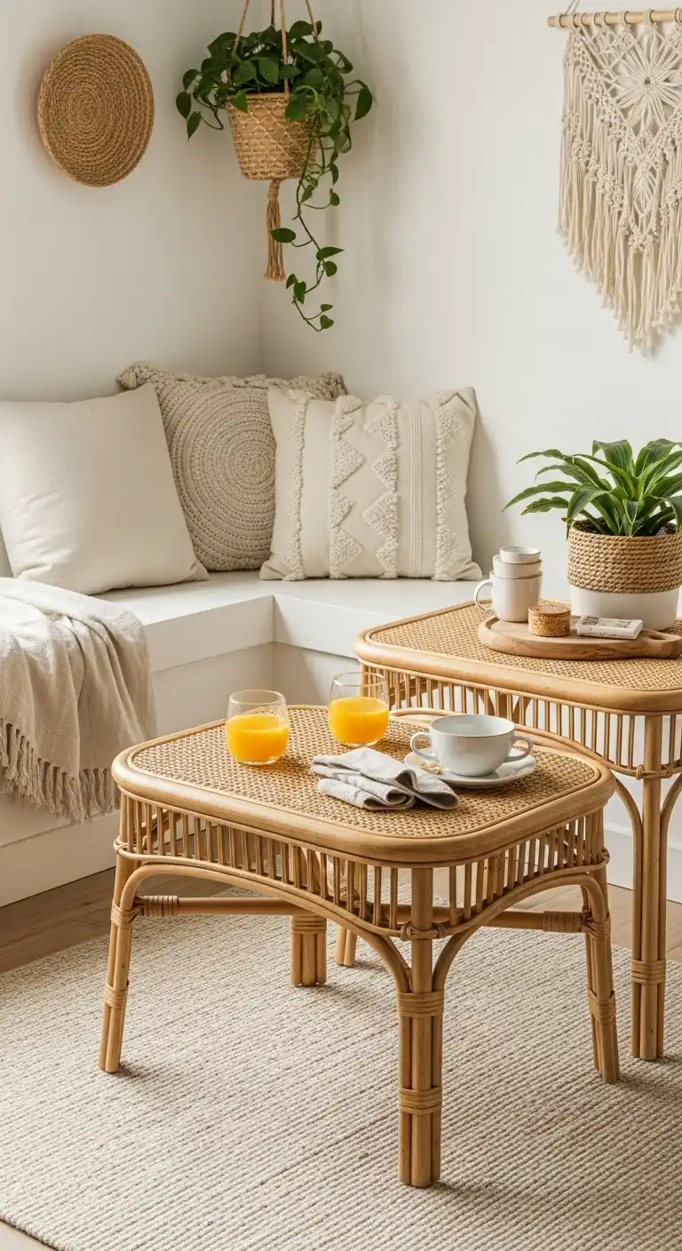 24. Natural Rattan or Wicker Nook Table