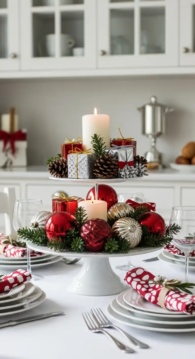 25. Festive Cake Stand Display