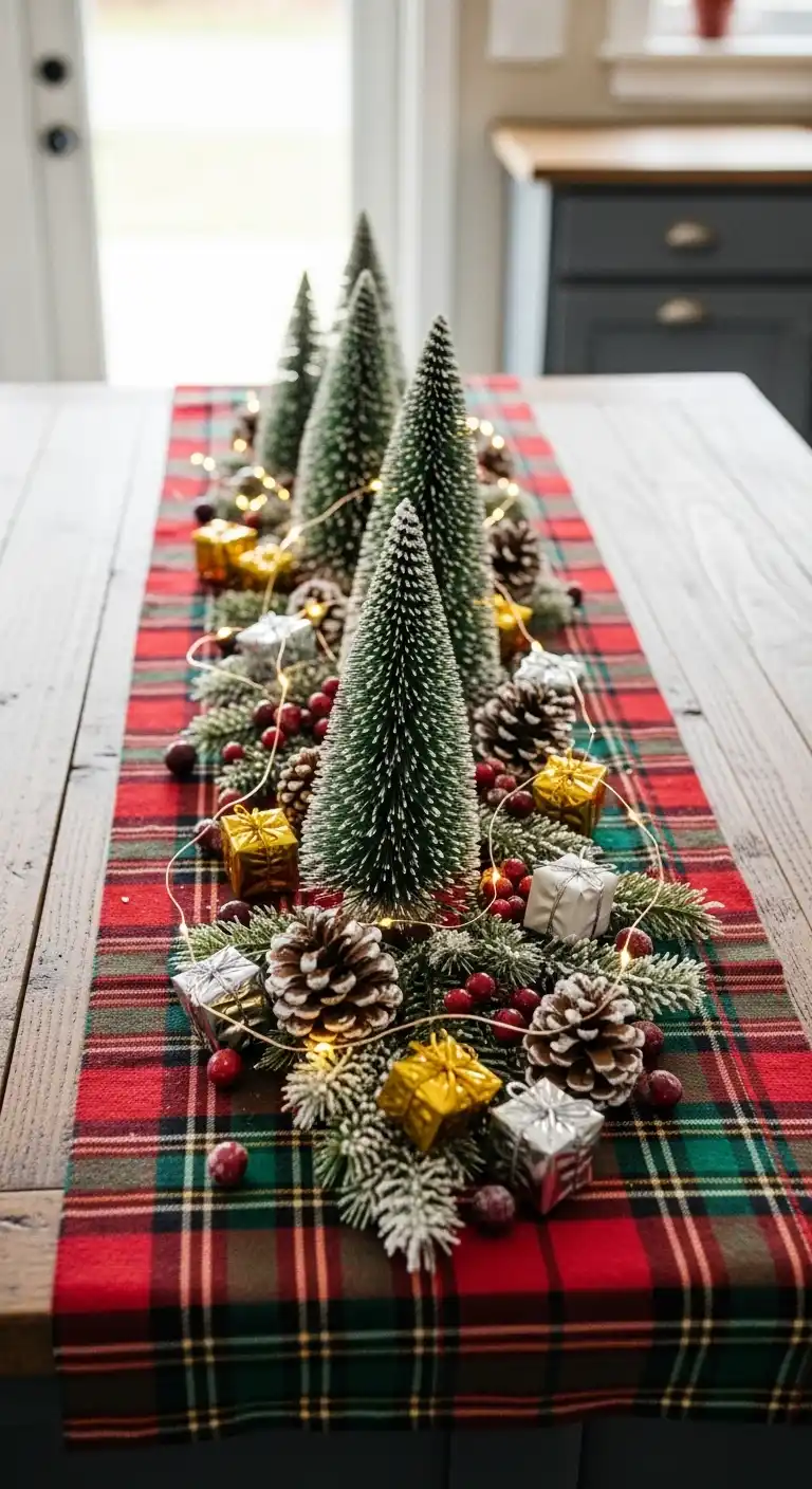 25. Festive Runner with Layered Small Décor Items