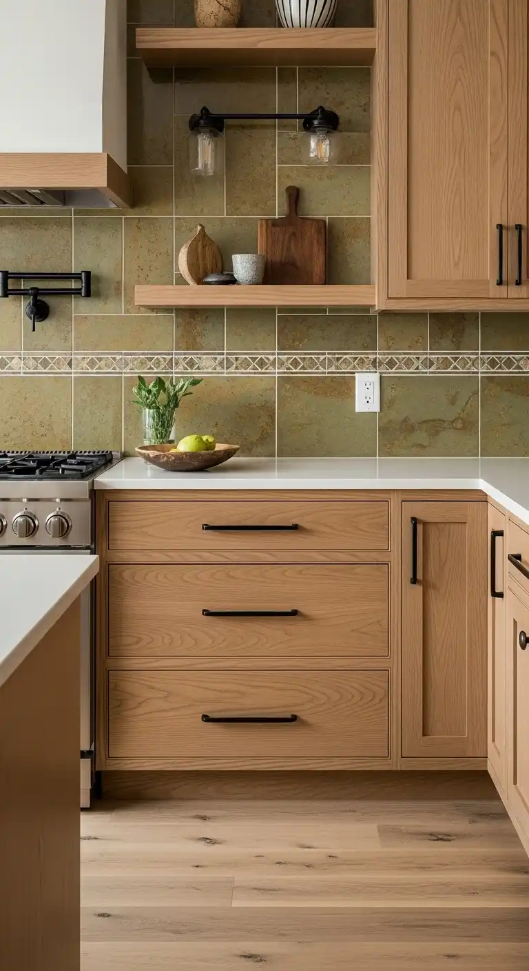 25. Olive and Brown Patterned Tiles