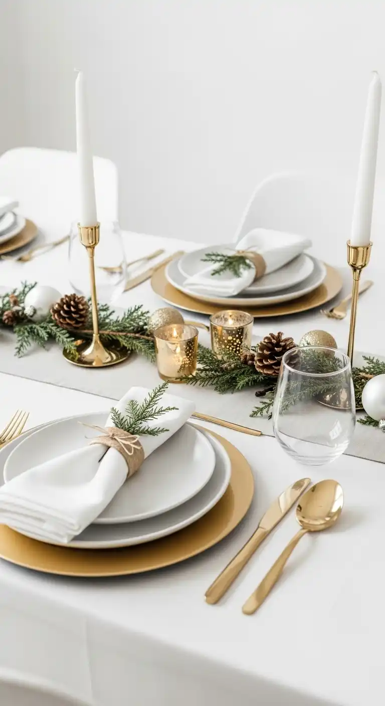 25. White and Gold Minimalist Christmas Table