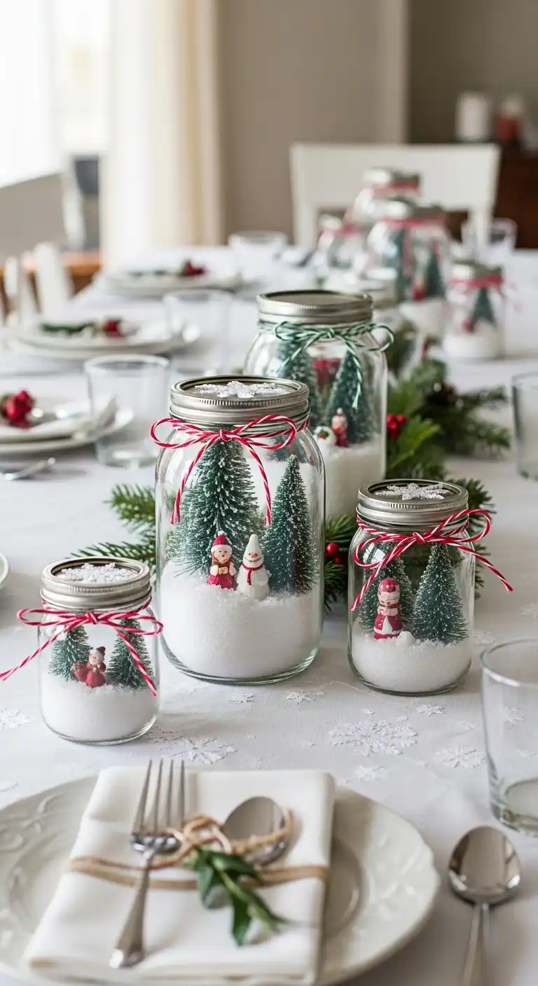 26. DIY Mason Jar Snow Scenes
