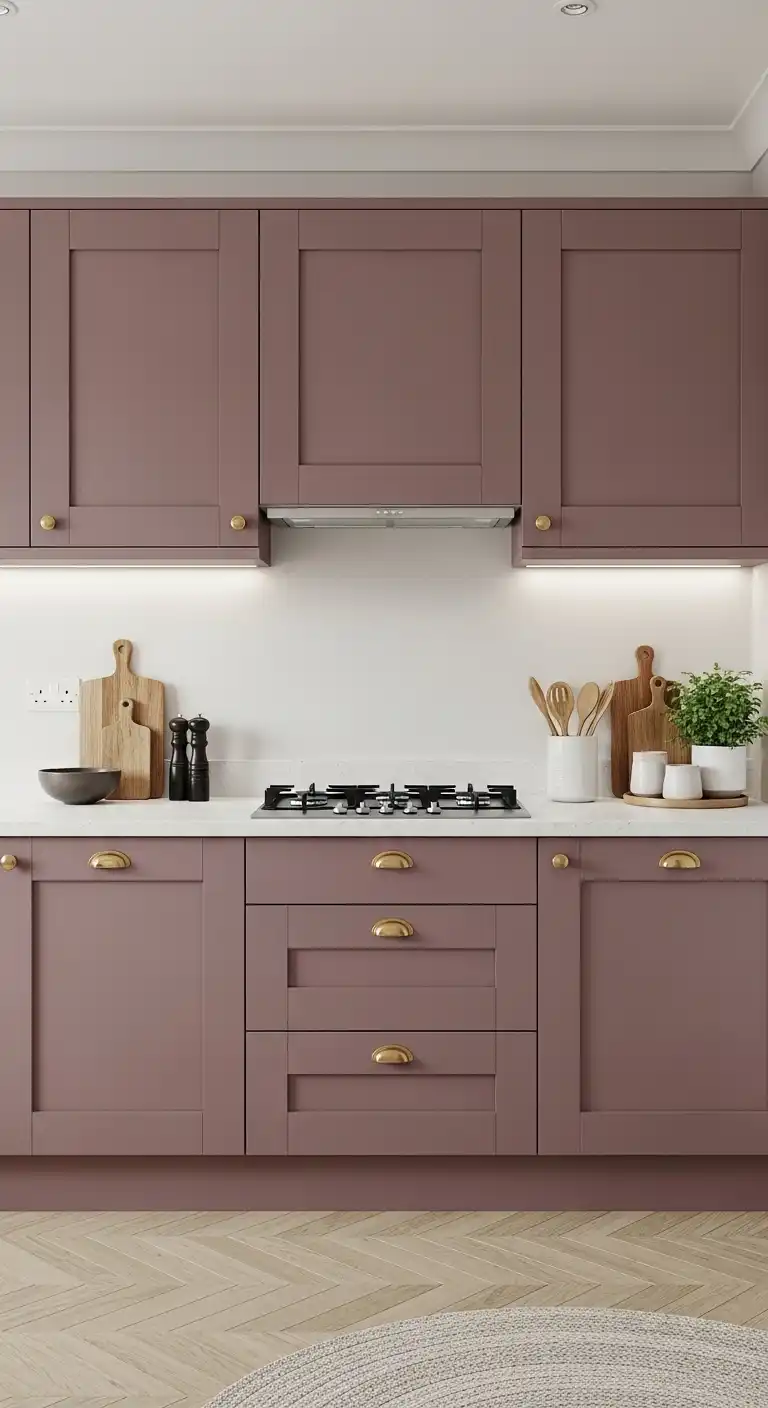 3) Matte mauve pink cabinetry for a modern look