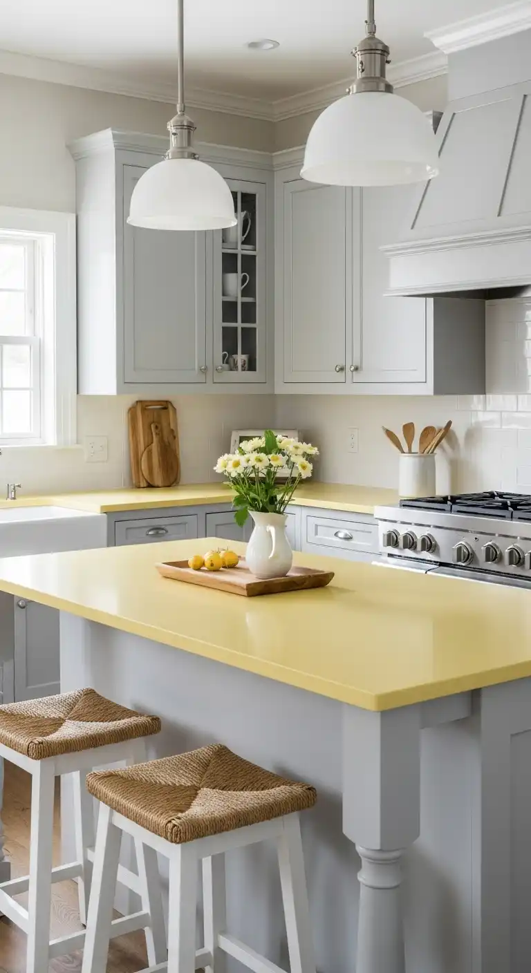 3. Adding Warmth with Butter Yellow Counters