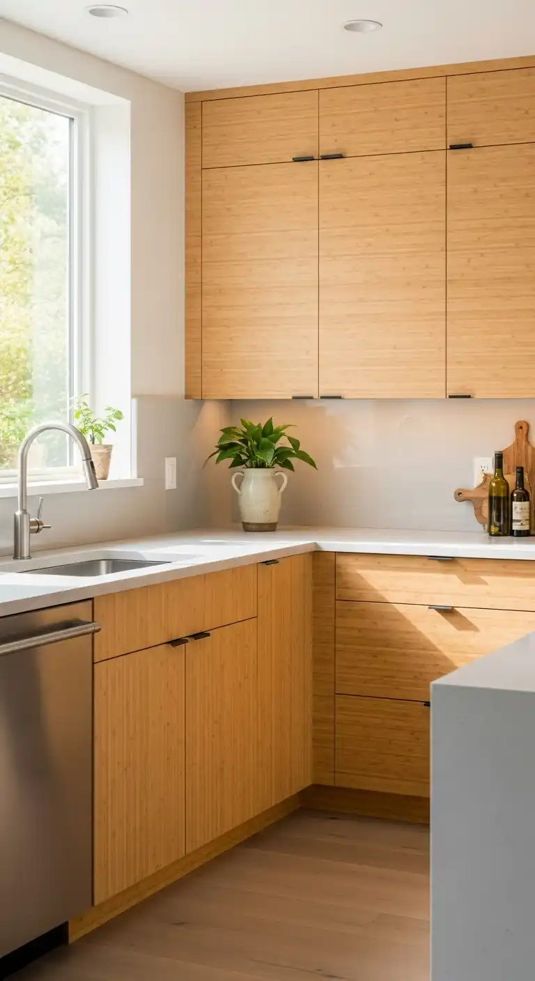 3. Bamboo-Inspired Kitchen Cabinets