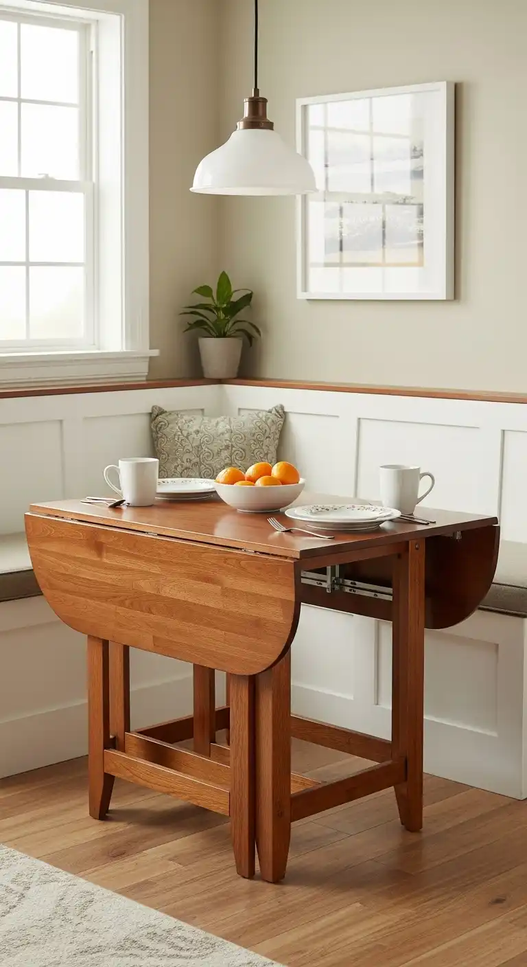 3. Compact Drop-Leaf Nook Table