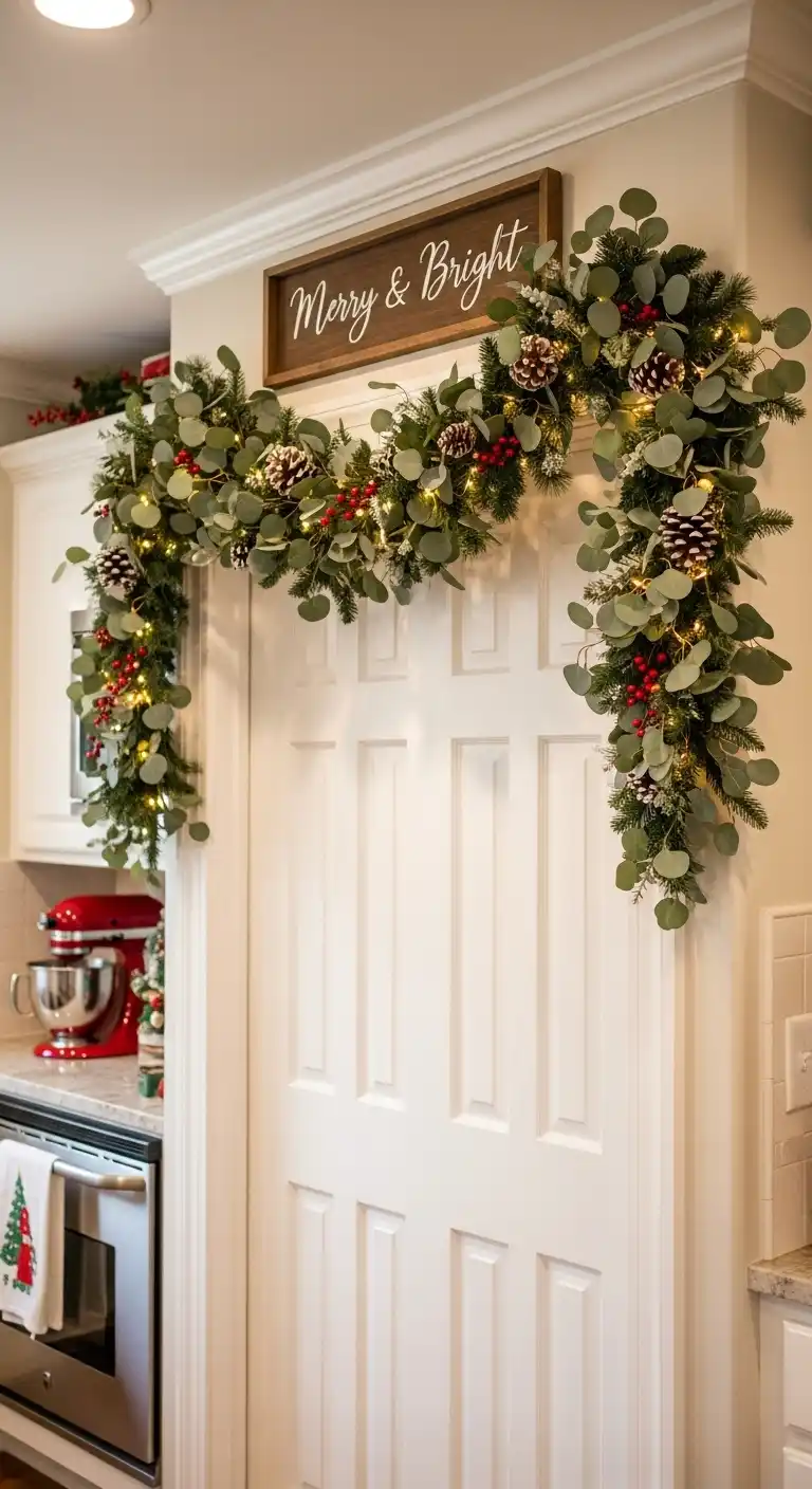3. Eucalyptus Garland Over the Pantry Door
