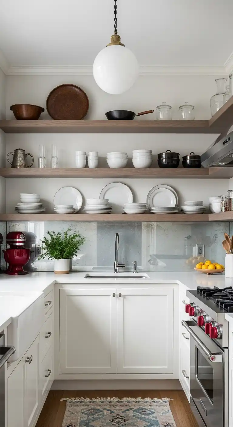 3. Galley Kitchen with Open Shelving