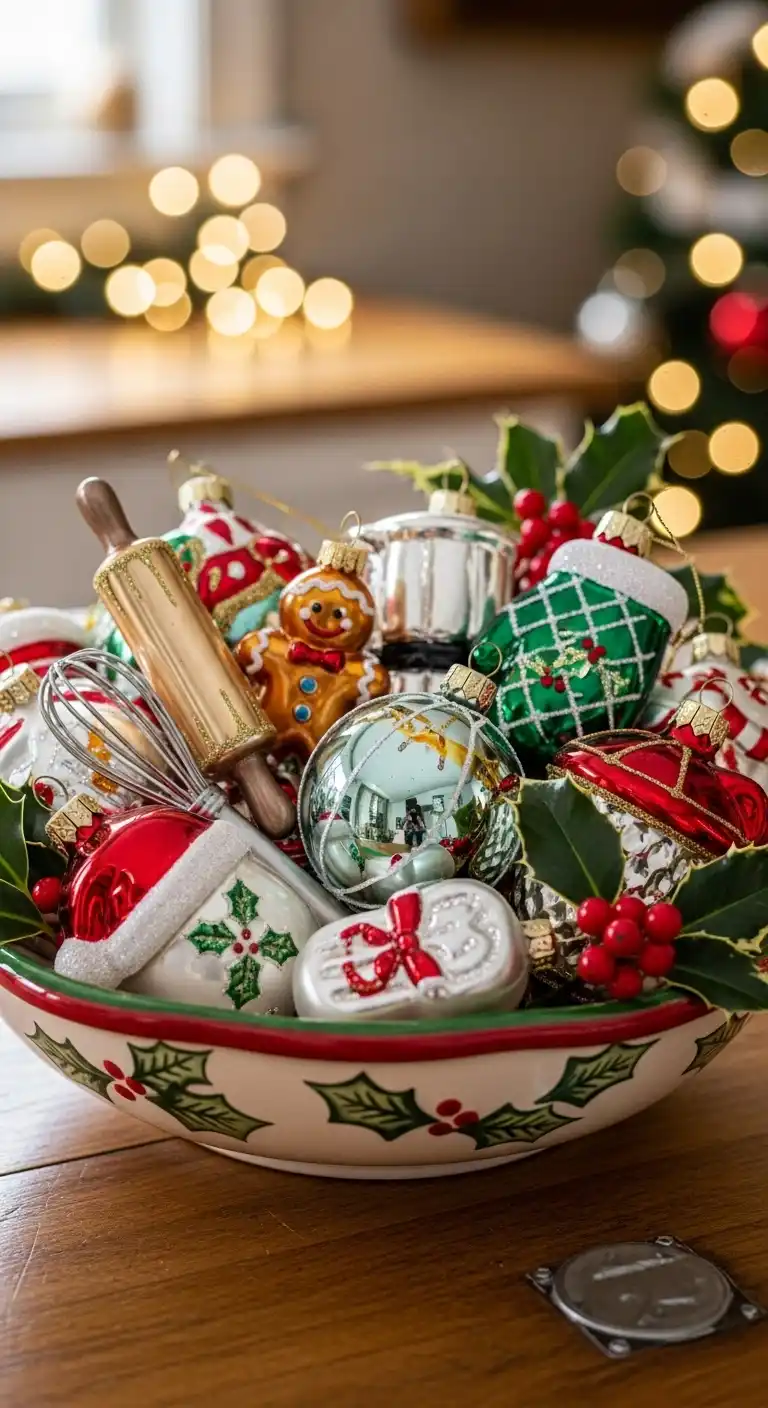 3. Glass Ball Ornaments in a Festive Bowl on the Counter