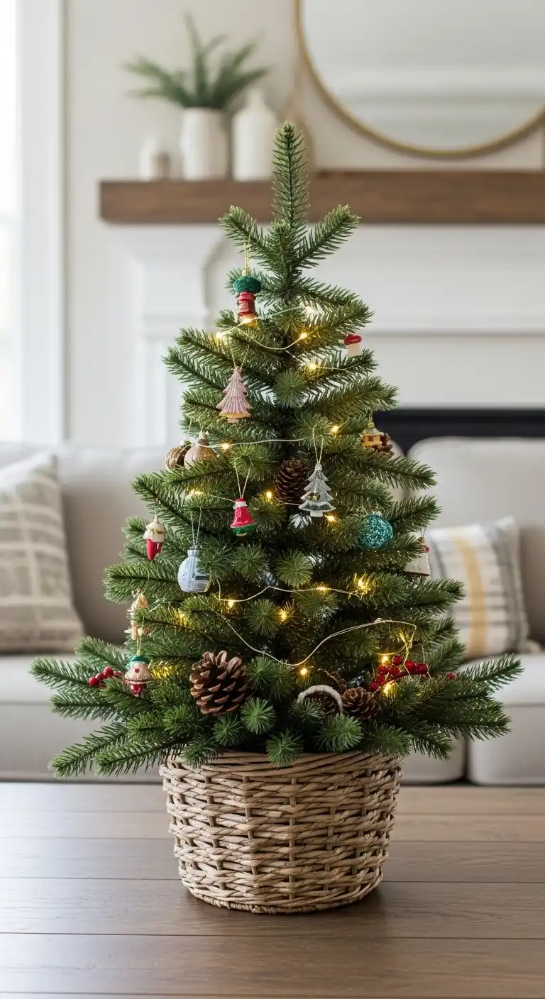 3. Mini Christmas Tree in a Basket