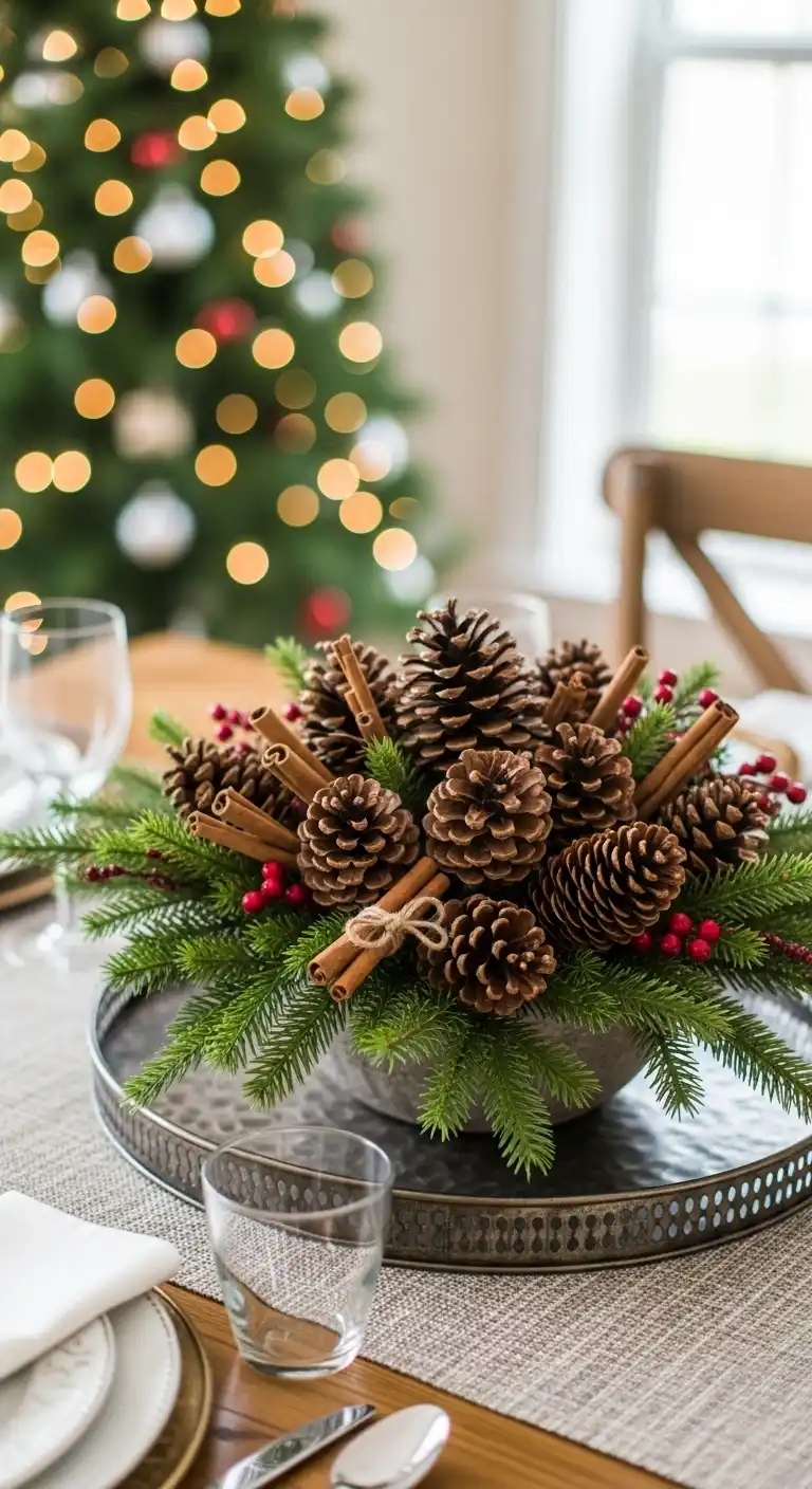 3. Pinecone and Cinnamon Stick Arrangement