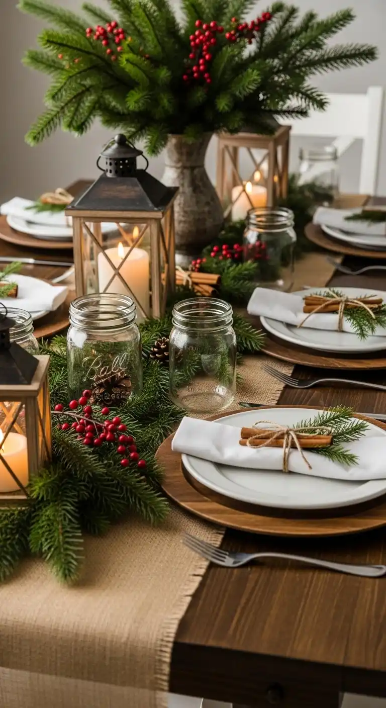 3. Rustic Farmhouse Christmas Table