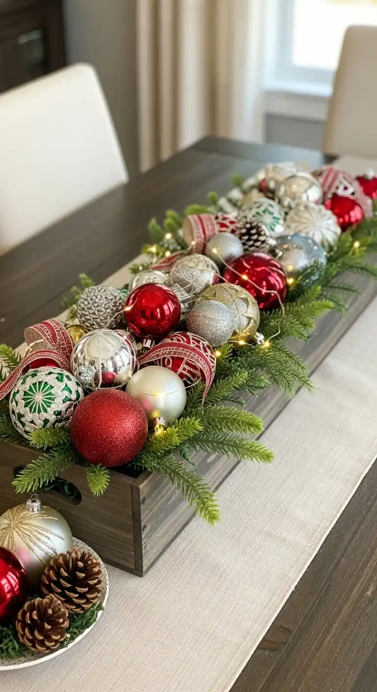 3. Rustic Wooden Box with Ornaments