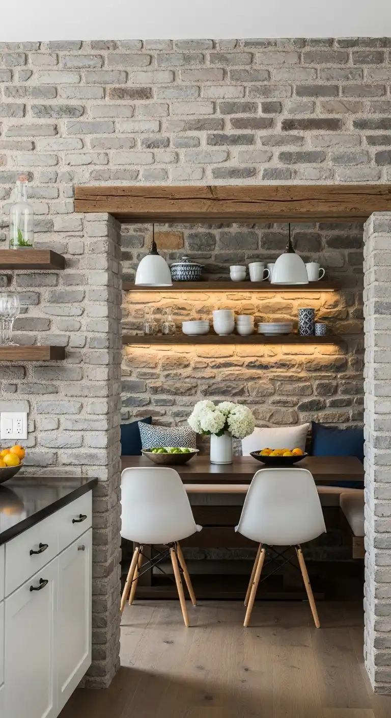 3. Stone or Brick Statement Wall