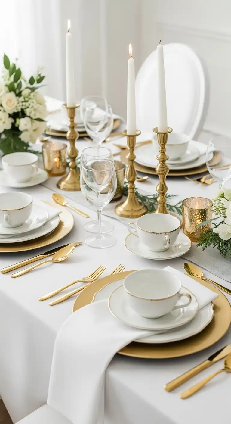 4. Elegant Gold and White Christmas Table