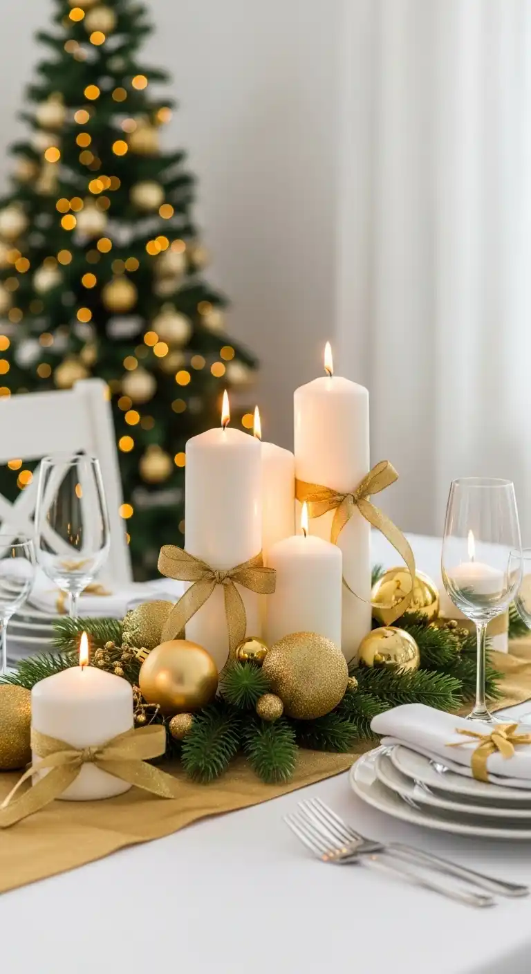 4. Elegant White and Gold Candle Display