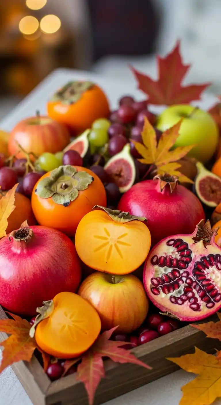 4. Fall Colors Tray with Persimmons and Pomegranates