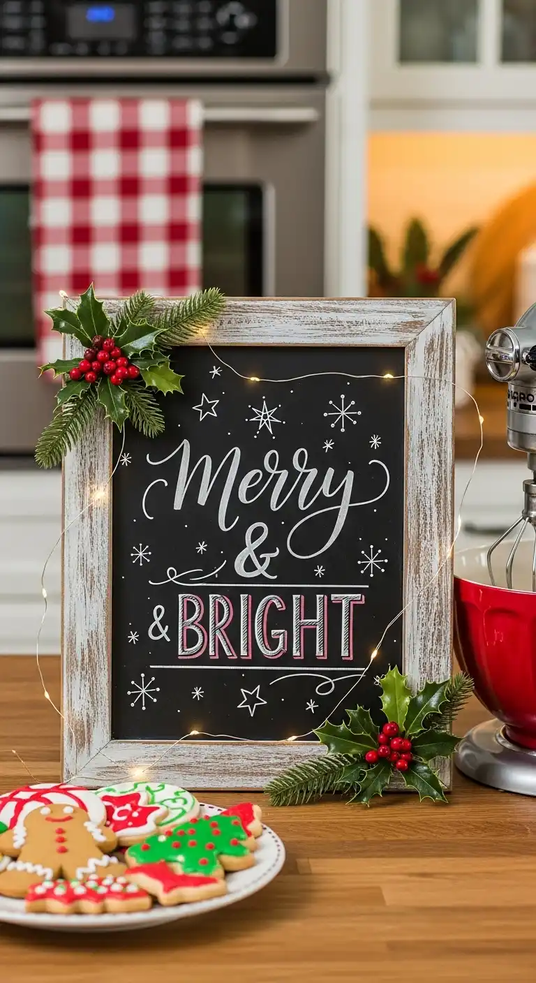 4. Festive Chalkboard Sign with Holiday Greetings