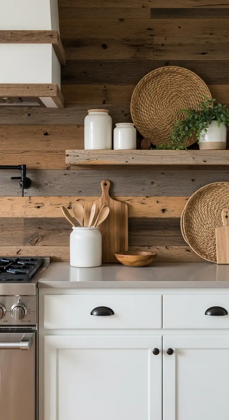 4. Reclaimed Wood Backsplash