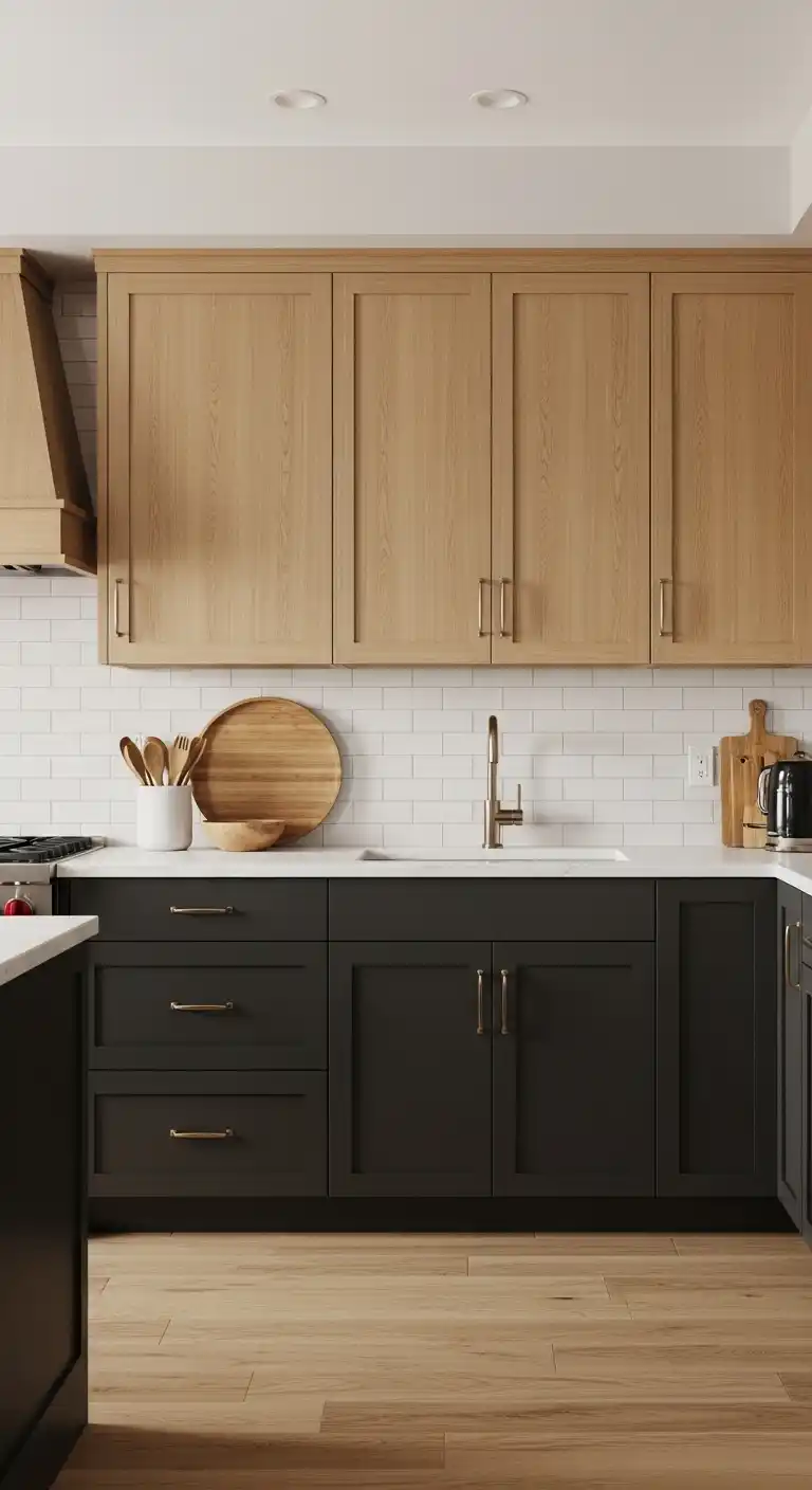 4. Two-Tone Earthy Cabinets