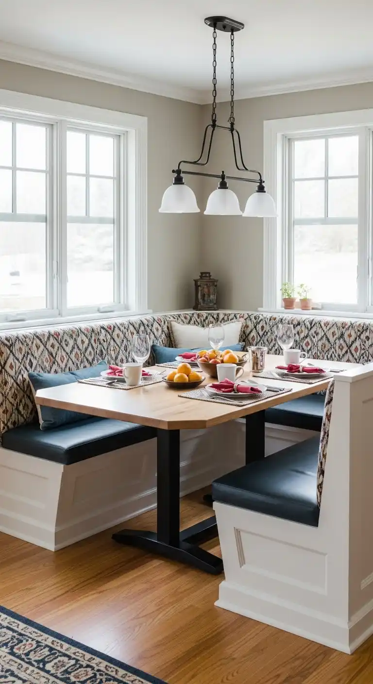 5. Cozy Corner Booth with Built-In Nook Table